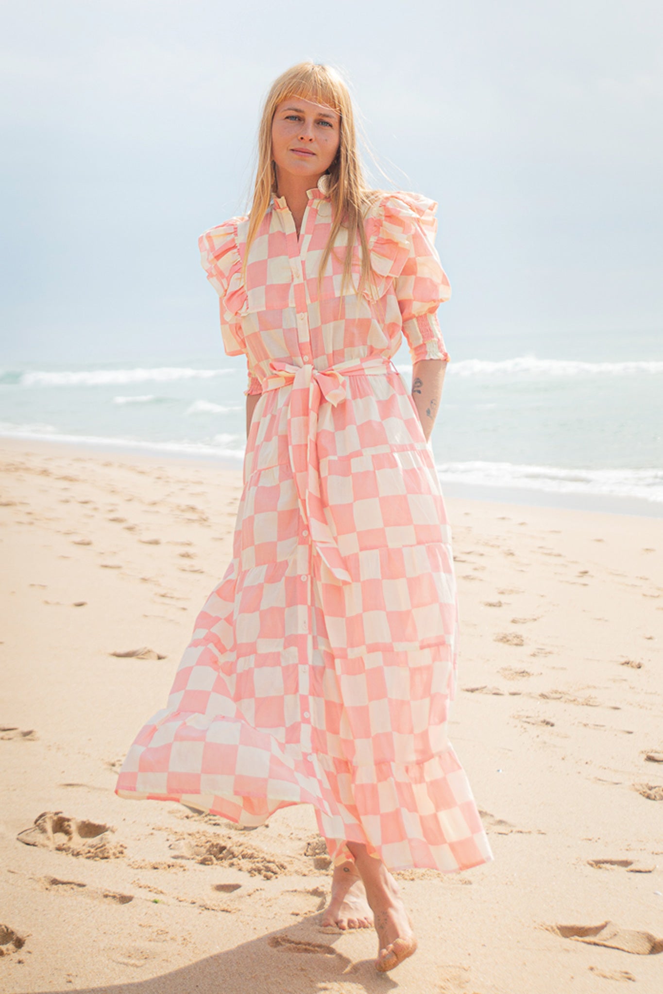Claudia Maxi Dress - Square Pink