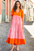Emiri Maxi Dress - Orange Pink with hand-sewn gold thread