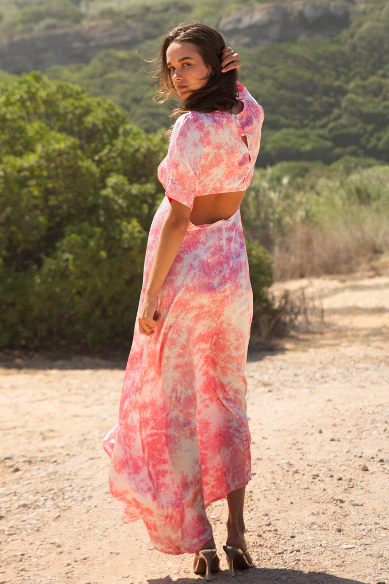 Felicia Maxi Dress - Tie and Dye Pink