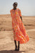 Emiri Maxi Dress - Coquita Anis with hand-sewn gold thread