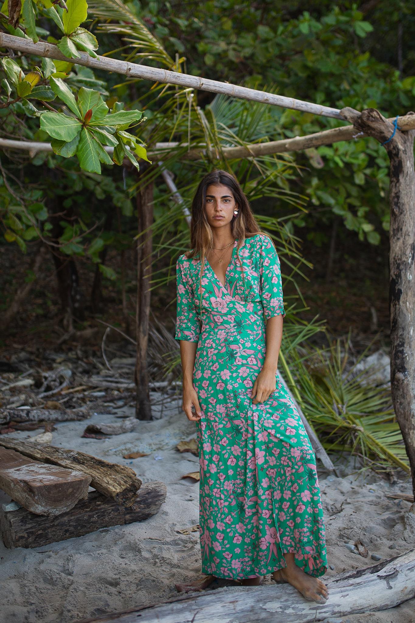 Catalina Midi Dress - Mentawei Green